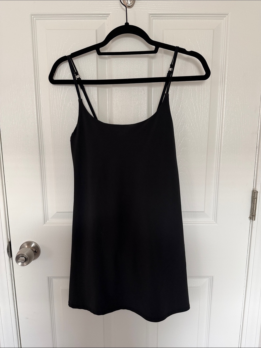 Abercrombie Minimalist Black Mini Slip Dress with Adjustable Straps